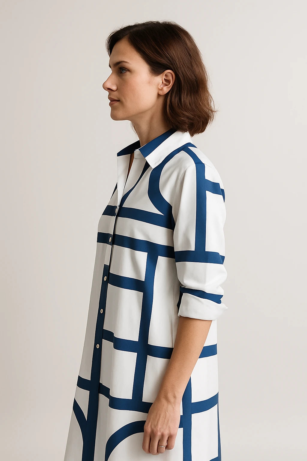 Helen™ | Midiklänning med geometriskt mönster